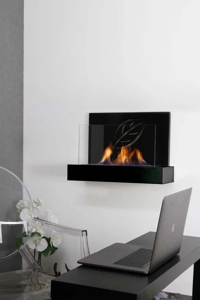 Camino bioetanolo da parete e da appoggio Maya 1,3 l - 2,5 kw/h nero