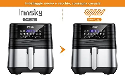 Innsky Friggitrice ad Aria 5,5 Litri, 1700W Friggitrice ad Aria Calda con 11 Programmi, Air Fryer con Funzione di Preriscaldamen