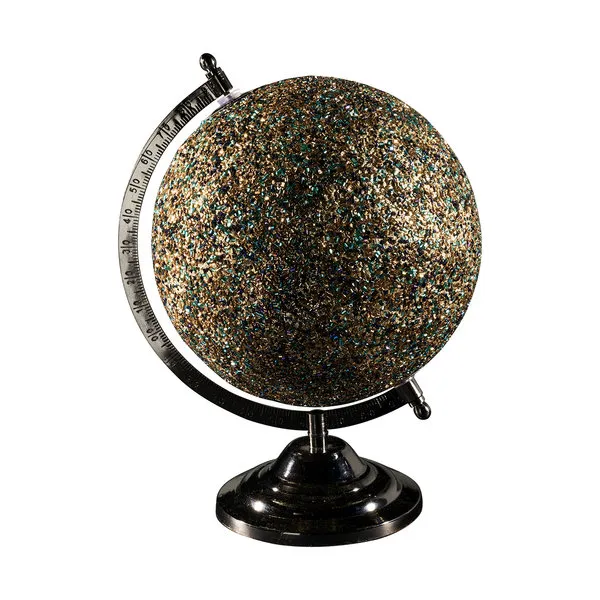 Novità Home mappamondo - globo glitter oro base argento brunito, oro, grigio