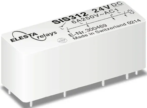 Relè contatti guidati Elesta SIS 4, 24V cc, 3PST, SPST, 6A, Montaggio su circuito stampato